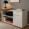 Dettaglio Vista ambientata Scrivania ad angolo colore "Bianco Laccato/Rovere Artisan" in legno con 1 cassetto e 1 anta modello Apex Totò Piccinni