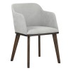 poltroncina moderna in tessuto imbottita con gambe in legno