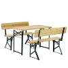 Set Birreria pieghevole con tavolo e panche con schienale per 4 persone. In Legno colore naturale Totò Piccinni