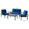 Specifica dimensioni Set da giardino in alluminio con divano 2 posti, 2 poltrone e tavolino con cuscini blu modello Riviera Totò Piccinni
