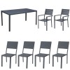 set pranzo tavolo messico 158x78 con 4 sedie senza braccioli, 2 con braccioli messico con struttura in metallo e polietilene effetto legno 