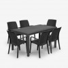 set pranzo tavolo huston 150x90 con 6 sedie indiana con braccioli in polipropilene 