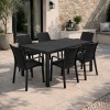 Ambientata set pranzo tavolo huston 150x90 con 6 sedie indiana con braccioli in polipropilene 