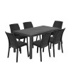 set pranzo tavolo huston 150x90 con 6 sedie senza braccioli virginia in polipropilene