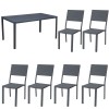 set pranzo tavolo messico 158x78 con 6 sedie senza braccioli messico con struttura in metallo e polietilene effetto legno 