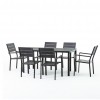 set pranzo tavolo messico 158x78 con 6 sedie con braccioli messico con struttura in metallo e polietilene effetto legno