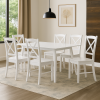 set tavolo in legno ester allungabile e 6 sedie in legno creta bianco