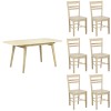 set tavolo in legno allungabile ester 120/160 con 6 sedie in legno petra rovere naturale 