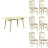set tavolo in legno allungabile ester 120/160 con 6 sedie in legno silvia rovere naturale