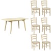 set tavolino in legno allungabile ester 120/160 con 6 sedia veneta rovere naturale
