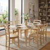 set tavolino in legno allungabile ester 120/160 con 6 sedia veneta rovere naturale