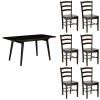 set tavolino in legno allungabile ester 120/160 con 6 sedia veneta wengé