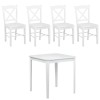 set tavolo in legno teo 75 e 4 sedie in legno kit creta  bianco