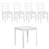 set tavolo in legno teo 75 con 4 sedie in legno veneta bianco