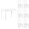 set tavolo in legno teo 110 e 6 sedie creta bianco