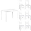 set tavolo in legno teo 110 con 6 sedie in legno veneta bianco