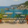 Set pieghevole con 2 sedie e tavolino con maioliche colore Blu modello Capri Totò Piccinni