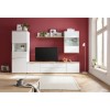 parete tv moderna 5 ante 2 ribalte 2 mensola in legno bianco laccato/rovere riviera modello Orbis Totò Piccinni