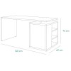 Specifica dimensioni Scrivania in legno colore "Rovere/Cemento" 1 ante e 3 vani modello Sydney Totò Piccinni