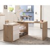 Vista ambientata Scrivania angolare da ufficio  in legno colore "Bianco Laccato/Artisan" 3 cassetti e 2 vani modello Verona Totò Piccinni