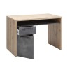 Vista diagonale Scrivania moderna in legno colore "Rovere Artisan/Cemento" 1 cassetto e 1 anta modello Sylva Totò Piccinni
