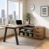Vista ambientata Scrivania da ufficio in legno colore "Noce Brera/Nero Chalet" 3 cassetti e 2 vani modello Bali Totò Piccinni