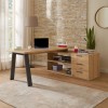Vista ambientata Scrivania da computer in legno colore Rovere Artisan con cassettiera 3 cassetti e 2 vani modello Alba Totò Piccinni