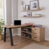 Vista ambientata Scrivania da computer in legno colore Rovere Artisan con cassettiera 3 cassetti e 2 vani modello Alba Totò Piccinni