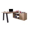 Vista diagonale Scrivania da computer in legno colore Rovere Artisan con cassettiera 3 cassetti e 2 vani modello Alba Totò Piccinni
