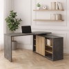 Vista ambientata Scrivania angolare moderna in legno colore "Rovere/Cemento" modello Sydney Totò Piccinni