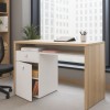 Vista ambientata Scrivania da ufficio colore "Rovere Miele/Bianco Laccato" 1 cassetto, 1 vano e 1 anta modello Orbita Totò Piccinni