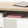 Dettaglio Scrivania da ufficio colore "Rovere Miele/Bianco Laccato" 1 cassetto, 1 vano e 1 anta modello Orbita Totò Piccinni