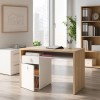 Vista ambientata Scrivania da ufficio colore "Rovere Miele/Bianco Laccato" 1 cassetto, 1 vano e 1 anta modello Orbita Totò Piccinni
