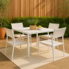 Set pranzo tavolo allungabile in alluminio 90/180 con 4 sedia con braccioli effetto legno