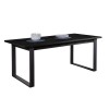 Vista diagonale Tavolo allungabile in legno colore Nero Chalet 180/240 con gambe in ferro Totò Piccinni