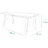 specifica delle dimensioni del tavolo con gambe in metallo e piano in rovere modello Icaro Totò Piccinni