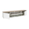 Vista diagonale Mobile porta tv in legno colore "Bianco Laccato/Rovere Riviera" con 2 ante e 2 ribalte modello Orbis Totò Piccinni