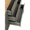 Dettaglio cassetti Porta tv grigio in legno colore "Grigio Laccato/Rovere Miele" con 2 ante e 3 cassetti modello Zenit Totò Piccinni