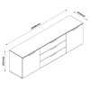 Specifica dimensioni Porta tv in legno colore "Grigio Laccato/Rovere Miele" con 2 ante e 3 cassetti modello Zenit Totò Piccinni