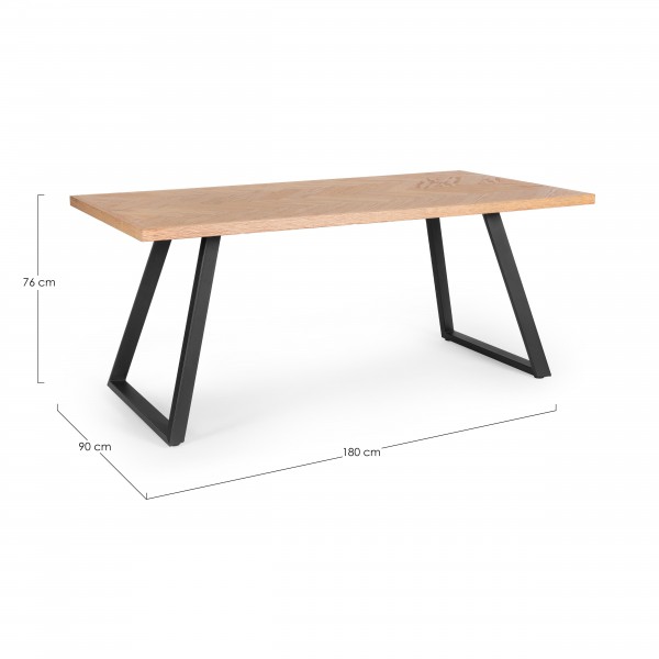 Specifica dimensioni Tavolo da soggiorno in legno 180x90 con gambe in metallo mdoello Dukat Totò Piccinni