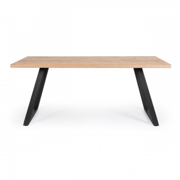Vista frontale Tavolo moderno in legno 180x90 con gambe in metallo mdoello Dukat Totò Piccinni