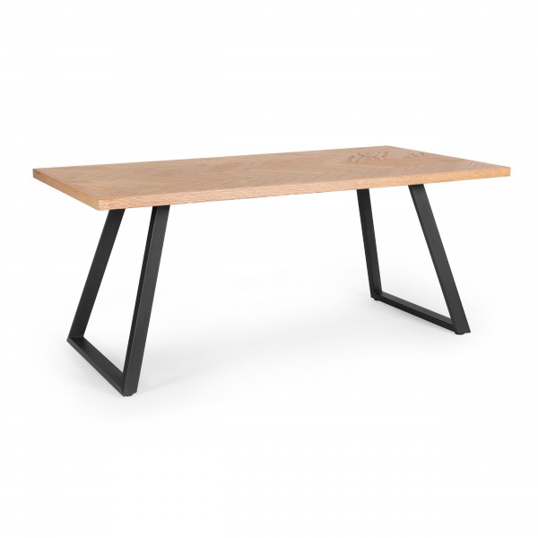 Vista diagonale Tavolo in legno 180x90 con gambe in metallo mdoello Dukat Totò Piccinni