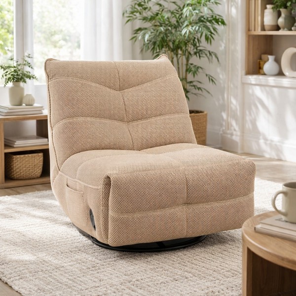 Vista ambientata Poltrona Girevole in tessuto colore "avorio" modello Gitta Bizzotto