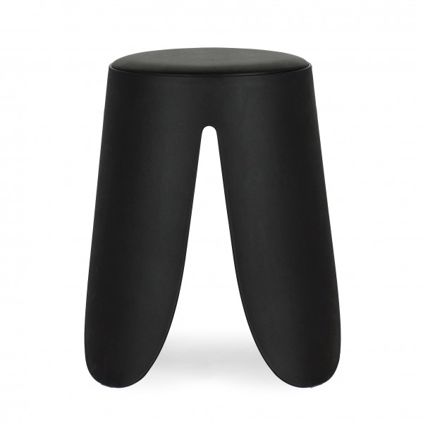 sgabello di plastica con seduta in similpelle