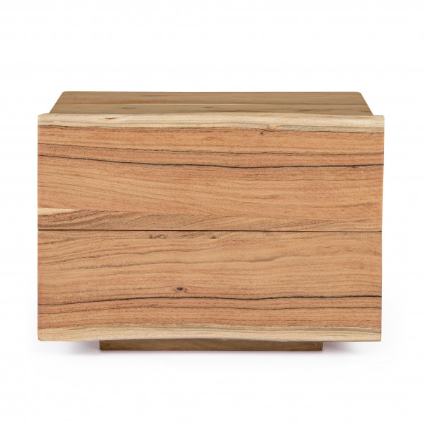 Vista frontale Comodino in legno con 2 cassetti modello Aron Bizzotto