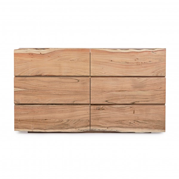 Vista frontale Cassettiera in legno con 6 cassetti modello Aron Bizzotto