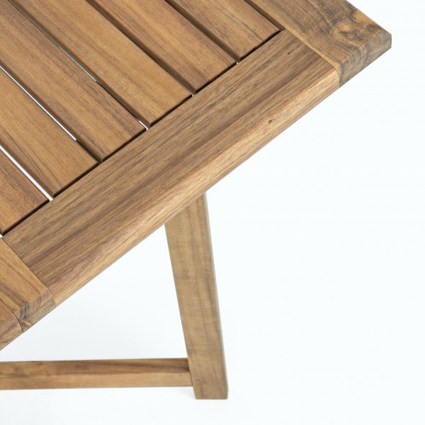 Dettaglio Set Tavolo da esterno 90x90 con 4 sedie in legno d'acacia  modello Noemi Totò Piccinni