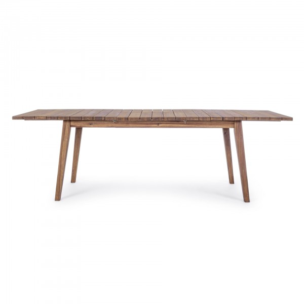 Vista frontale allungato Tavolo in legno allungabile 180/240in legno D'Acacia modello Varsavia Totò Piccinni