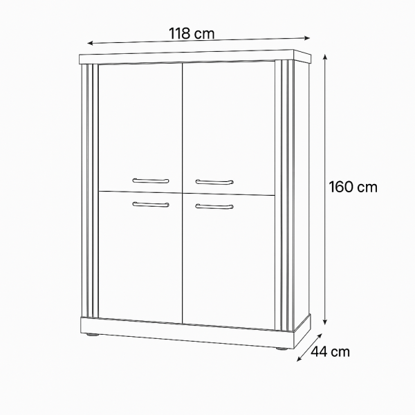 Specifica dimensioni mobile alto in legno con 4 ante made in italy rovere meringa/rovere cadice modello Icaro Totò Piccinni