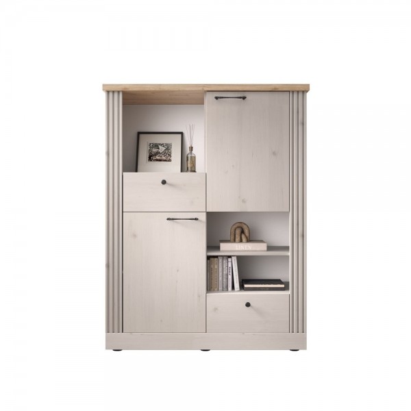 Vista frontale Mobile Bar in Legno 4 Ante colore "rovere meringa/Rovere cadiz" modello Icaro Totò Piccinni